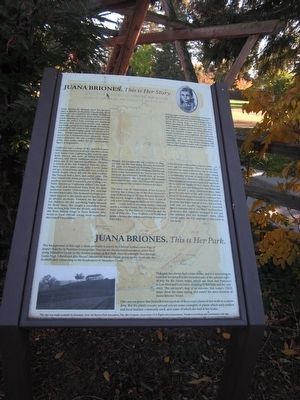 Juana Briones. <i>This is her park.</i> Marker. Click for full size. Juana Briones. <i>This is her park.</i> Marker image. Click for full size.