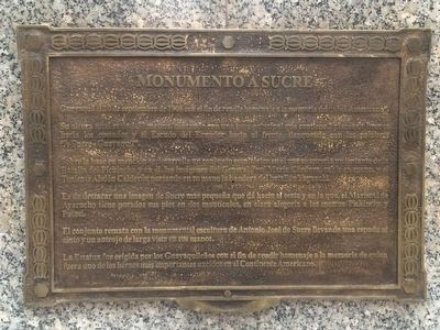 Monument to Sucre Marker. Click for full size. Monument to Sucre Marker image. Click for full size.