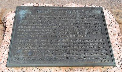 Inscription Plate of Coleman County Marker image. Click for full size.