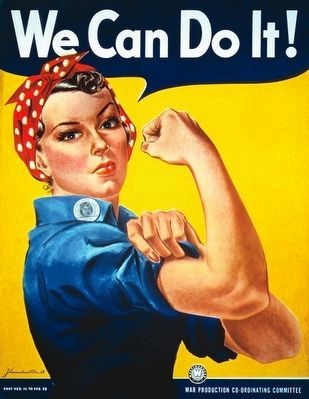 Rosie the Riveter, the iconic World War II poster image. Click for full size.