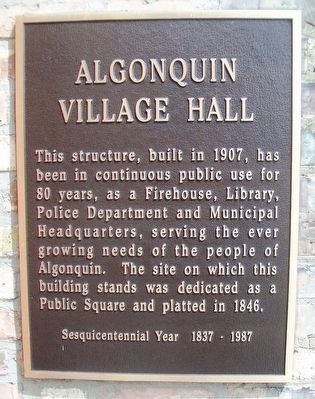 Algonquin Village Hall Marker image. Click for full size.