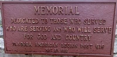 Pandora Veterans Memorial Marker image. Click for full size.