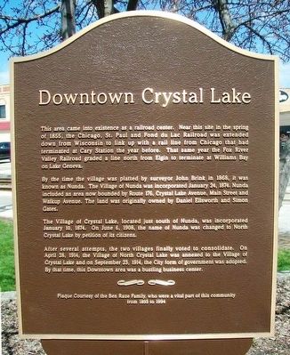 Downtown Crystal Lake Marker image. Click for full size.