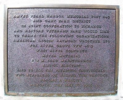 World War II Memorial Park Rededication Marker. Click for full size. World War II Memorial Park Rededication Marker image. Click for full size.