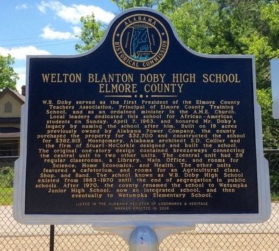 Welton Blanton Doby High School Marker image. Click for full size.