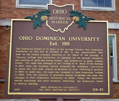 Ohio Dominican University Est. 1911 Marker image. Click for full size.