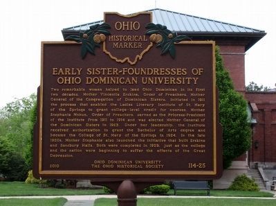 Early Sister-Founderesses of Ohio Dominican University Marker image. Click for full size.