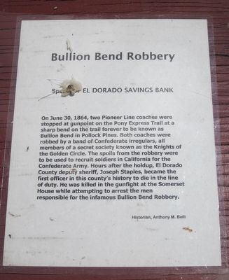 Bullion Bend Robbery Marker image. Click for full size.