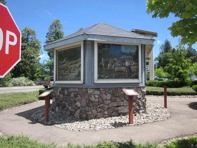 Bullion Bend Robbery Marker, Painting and Kiosk image. Click for full size.