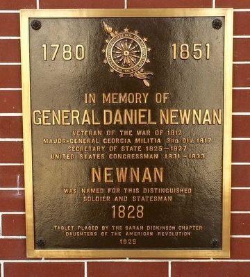 In Memory of General Daniel Newnan Marker. Click for full size. In Memory of General Daniel Newnan Marker image. Click for full size.