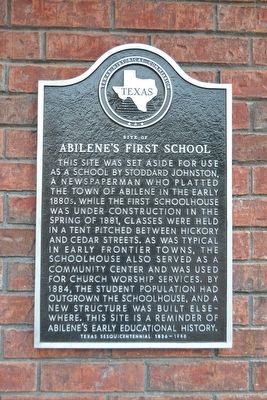 Site of Abilene's First School Marker image. Click for full size.