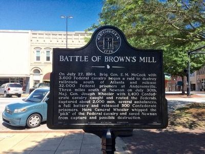 Battle of Brown's Mill historical marker.. Click for full size. Battle of Brown's Mill historical marker. image. Click for full size.