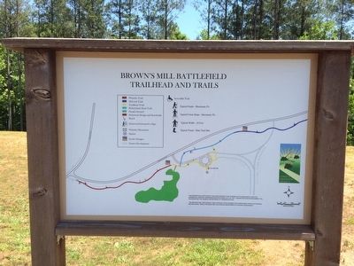 Battlefield Trailhead sign and Trail map. image. Click for full size.