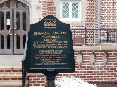 Emanuel Einstein Memorial Library Marker image. Click for full size.