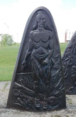 Jacques Cartier Monument Stelae 2, bas-relief image. Click for full size.