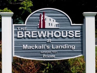 <center>The Brewhouse<br> at<br> Mackall's Landing<br> surveyed 1651<br> Private</center> image. Click for full size.