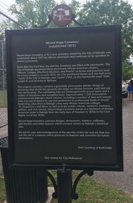 Mount Hope Cemetery Marker. Click for full size. Mount Hope Cemetery Marker image. Click for full size.