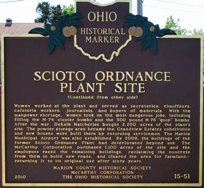 Scioto Ordnance Plant Site Marker image. Click for full size.