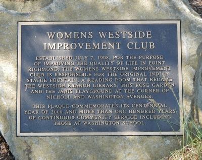 Women's Westside Improvement Club Marker. Click for full size. Women's Westside Improvement Club Marker image. Click for full size.
