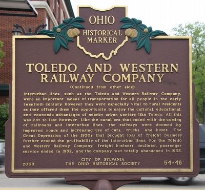 Toledo and Western Railway Company Marker image. Click for full size.