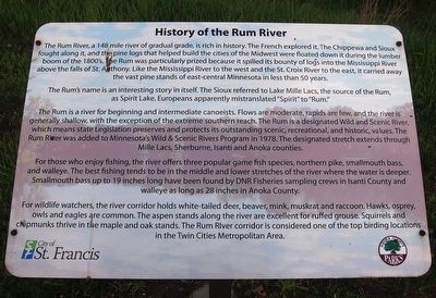 History of the Rum River Marker image. Click for full size.