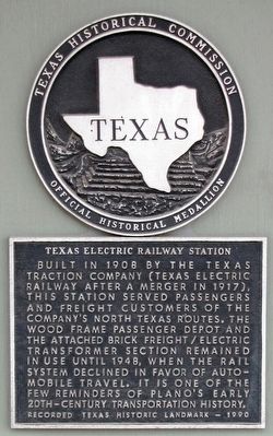 Texas Electric Railway Station Texas Historical Marker image. Click for full size.