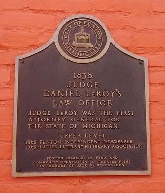 1838 Judge Daniel LeRoy's Law Office Marker image. Click for full size.