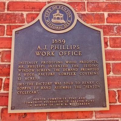 1889 A.J. Phillips Work Office Marker image. Click for full size.