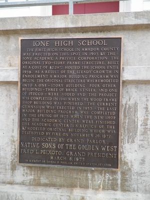 Ione High School Marker image. Click for full size.