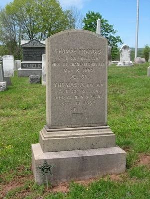 Grave of Thomas Francis and his son Thomas Francis Jr. in the Durham Cemetery image. Click for full size.