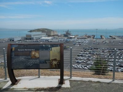 Dynamic Wartime Port Marker overlooking the former Kaiser Shipyard 3. image. Click for full size.