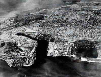 Kaiser Shipyard #3, on the bottom left, and Richmond in 1944 image. Click for full size.