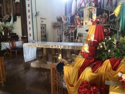 Father Macías was assassinated between the altar and the vestibule door to the left.. Click for full size. Father Macías was assassinated between the altar and the vestibule door to the left. image. Click for full size.