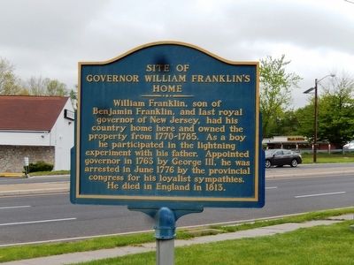 Site of Governor William Franklin’s Home Marker image. Click for full size.
