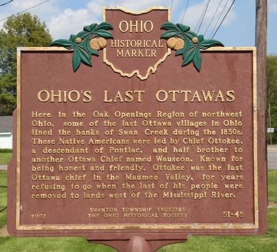 Ohio's Last Ottawas / Swanton Marker image. Click for full size.