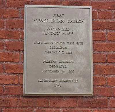First Presbyterian Church Marker. Click for full size. First Presbyterian Church Marker image. Click for full size.