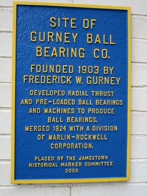 Site of Gurney Ball Bearing Co. Marker image. Click for full size.