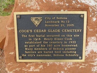 Cook's Cedar Glade Cemetery Marker image. Click for full size.