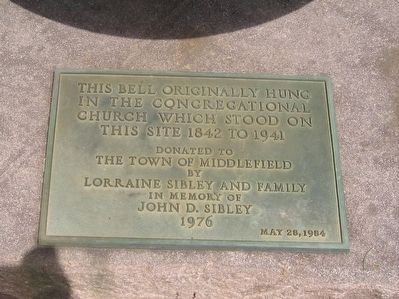 Congregational Church Bell Marker. Click for full size. Congregational Church Bell Marker image. Click for full size.