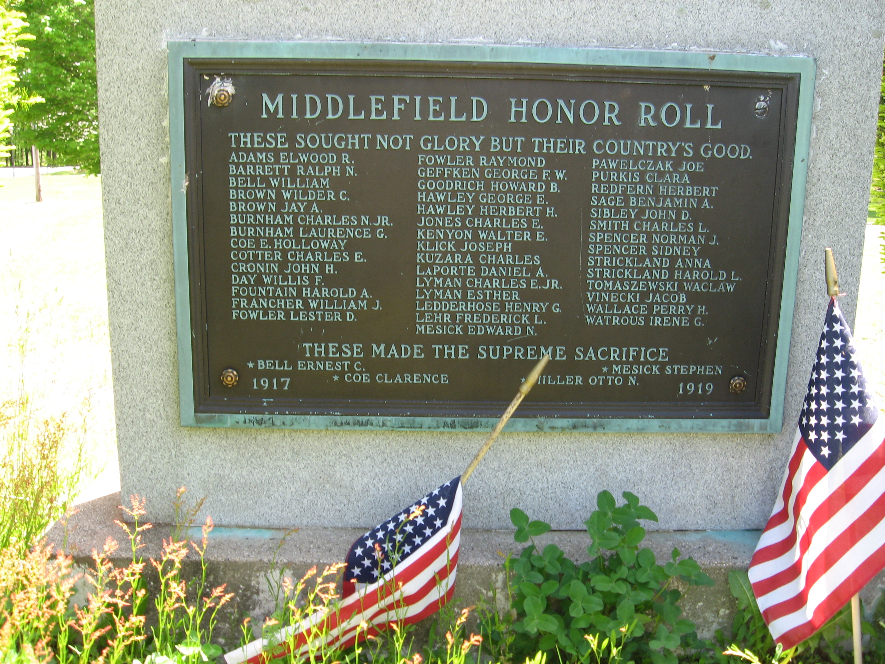 Middlefield Honor Roll