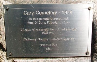 Cary Cemetery - 1839 Marker. Click for full size. Cary Cemetery - 1839 Marker image. Click for full size.