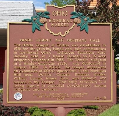 Hindu Temple and Heritage Hall Marker. Click for full size. Hindu Temple and Heritage Hall Marker image. Click for full size.