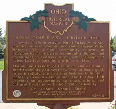 Hindu Temple and Heritage Hall Marker image. Click for full size.