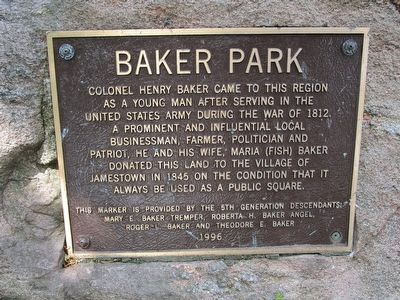 Baker Park Marker. Click for full size. Baker Park Marker image. Click for full size.