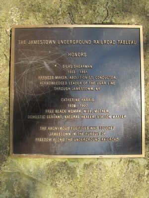 The Jamestown Underground Railroad Tableau Marker image. Click for full size.