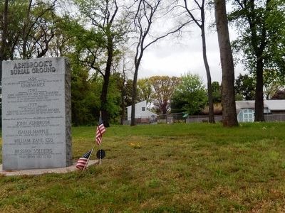 Ashbrook's Burial Ground Marker showing background. Click for full size. Ashbrook's Burial Ground Marker showing background image. Click for full size.