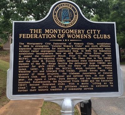 The Montgomery City Federation of Women’s Clubs Marker. Click for full size. The Montgomery City Federation of Women’s Clubs Marker image. Click for full size.