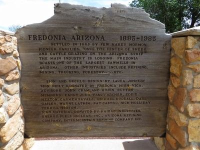<i>Back of:</i> Fredonia Centennial Marker image. Click for full size.
