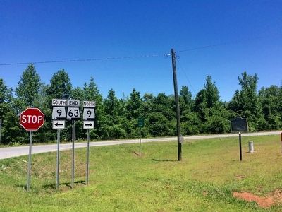 Wide view of marker near Alabama Highways 9 & 63.. Click for full size. Wide view of marker near Alabama Highways 9 & 63. image. Click for full size.