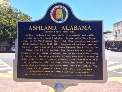 Ashland, Alabama Marker (Side 2) image. Click for full size.